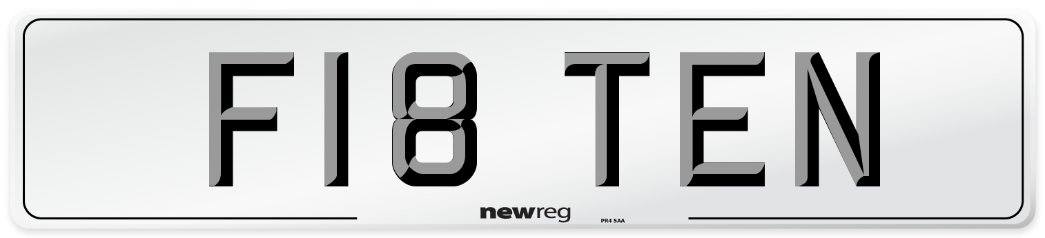 F18 TEN Number Plate from New Reg